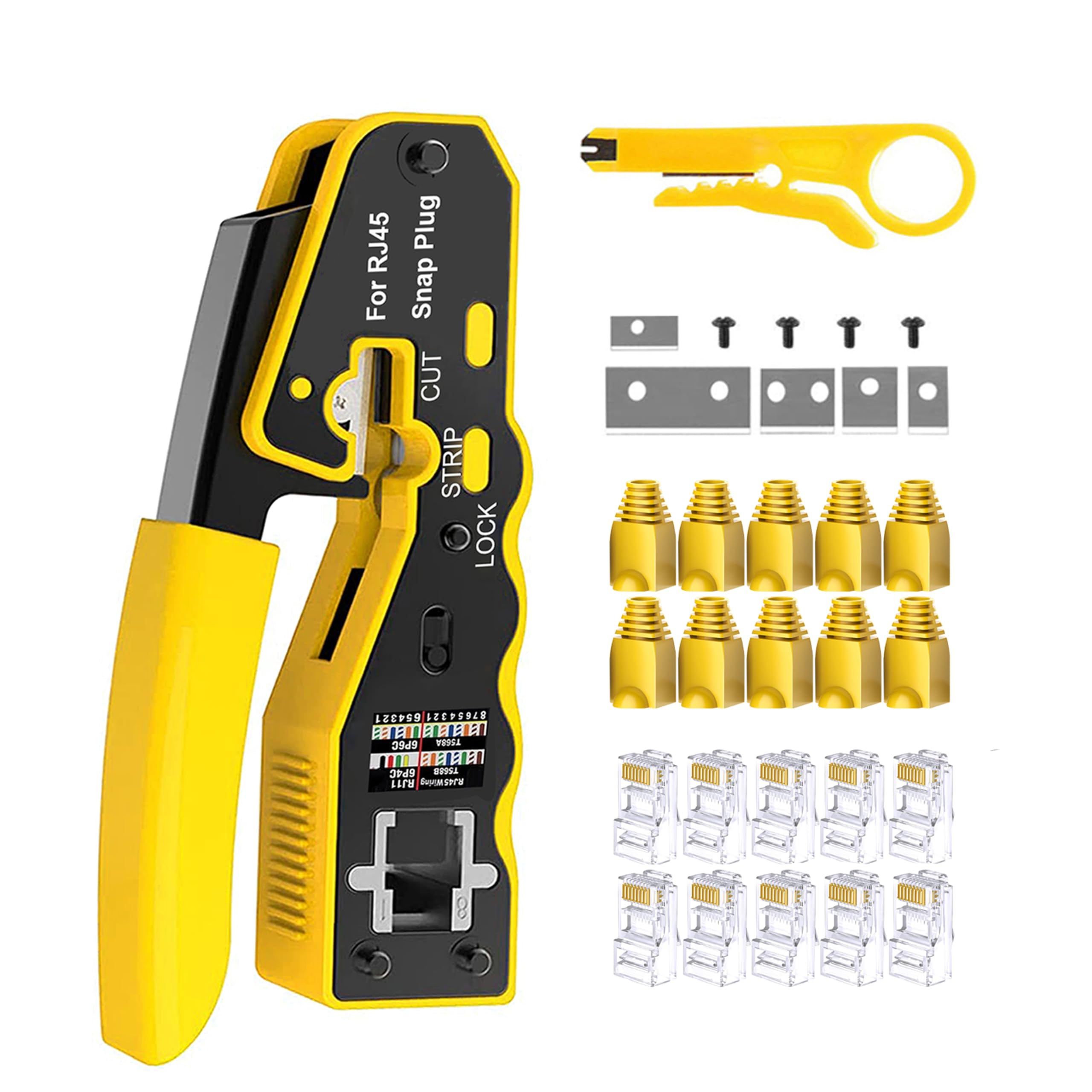 TAIWAIN RJ45 Crimp Network Cable Crimping Tool for CAT5 CAT6 Crimper Set Pass Th