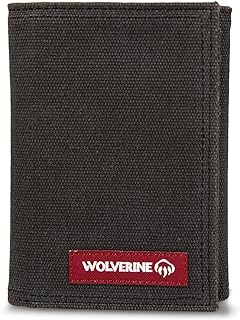 Wolverine Mens Bifold Wallet | RFID Protection | ID Window | Card Slots | Bill Pocket | Durable | Leather | Canvas