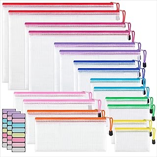 JARLINK 18 Pcs Mesh Zipper Pouch Bags, 8 Sizes Waterproof Zipper Bags | Multi-use Travel Bags for Office, School, Board Game, Puzzles, Cosmetics, Travel Accessories, and Home Organization, 9 colors