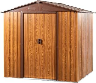 Tzou Outdoor Storage Shed 6ft x 6ft Heavy Duty Metal Tool Sheds Storage House Easy Assembly for Garden Patio Lawn Without Window