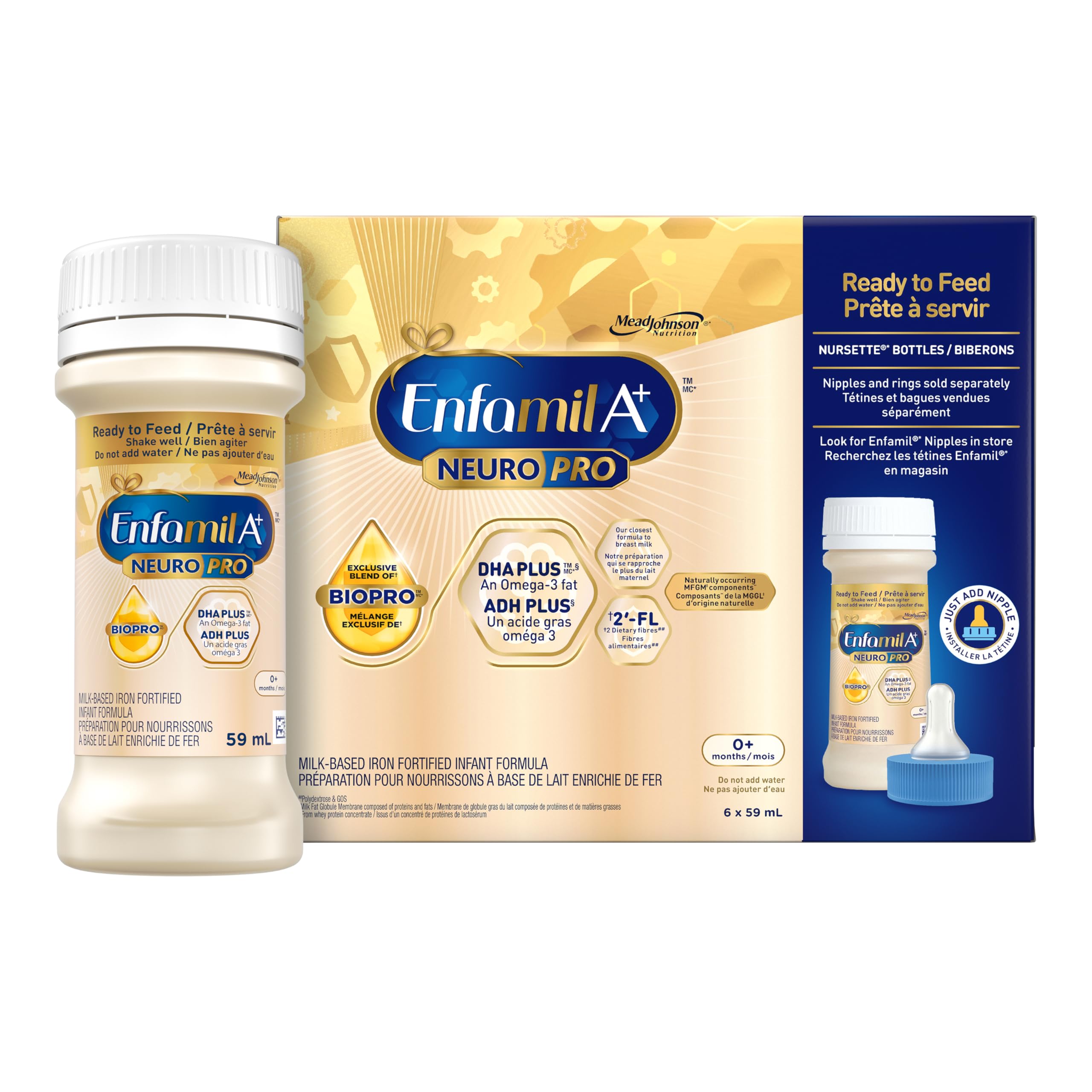 Enfamil A+ NeuroPro, Baby Formula, Ready to Feed Nursettes, with Brain Building 
