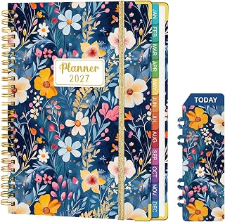 Agenda 2027: Weekly and Monthly, Jan-Dec, 6.4" x 8.5", Midnight Floral | 2027 Planner, Hardcover with Monthly Tabs, Thick Paper, Inner Pocket for School, Office and Daily Planning, Calendar Planner