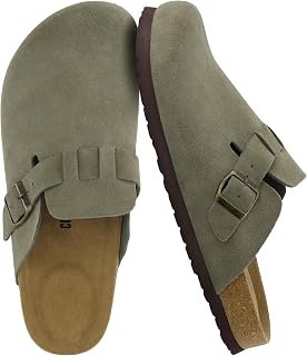 CUSHIONAIRE Haze Mens Genuine Suede Clogs Comfortable Adjustable Buckle