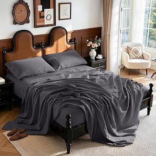 LBRO2M 100% French Pure Linen Sheet Set, 24" Deep Pocket King 4 Pcs