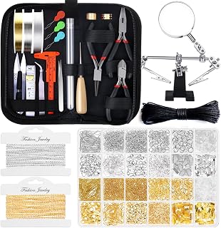 shynek 1857 Pcs Jewelry Making Supplies Kit for Adults, Jewelry Making Tools with Earring Hooks, Findings, Wires, Chains and Helping Hands for Crafts Making and Repair