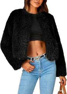 PRETTYGARDEN Cappotti invernali da donna 2025 Giacca corta in pile con tasche a maniche lunghe in pelliccia sintetica Capispalla caldi Shaggy Vestiti autunnali