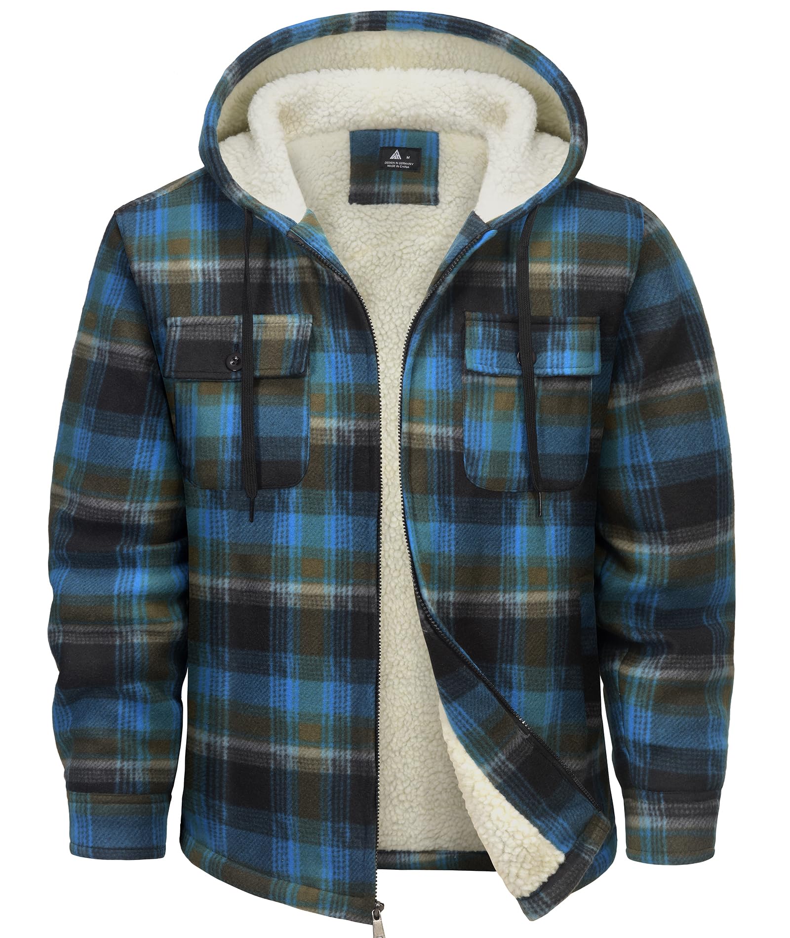 SwissWell Woodman Shirt Men Thick Plaid Flannel Jacket Plush Lining Hooded Sweat