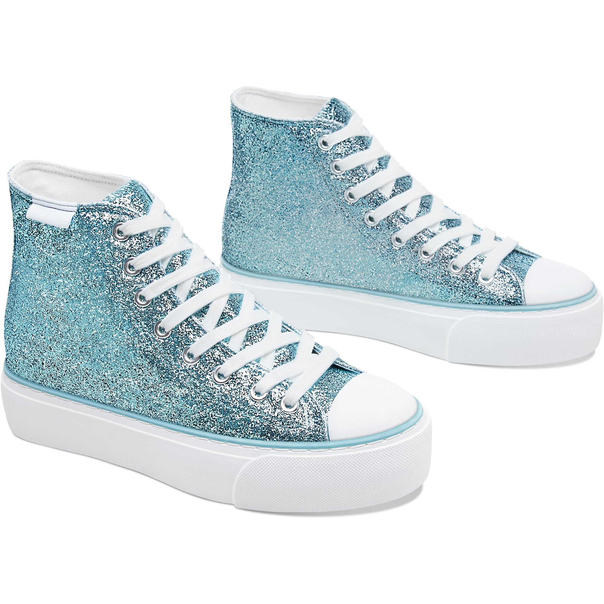 ALTOCIS Glitter Platform Fashion Sneakers,Sparkly Bling Mid Calf Sneaker for Wom