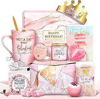 Jumway Not A Day Over Fabulous Mug Gifts Set- Birthday Gifts for Women - Funny Birthday Gift Ideas for Her,Friends, Coworkers, Her, Wife, Mom, Daughter, Sister, Aunt Ceramic Marble Mug 14 Oz