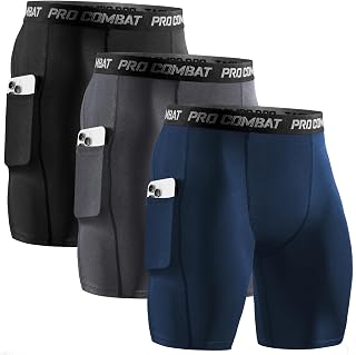 Niksa Men's 3-Piece Compression Running Tights Sports Shorts