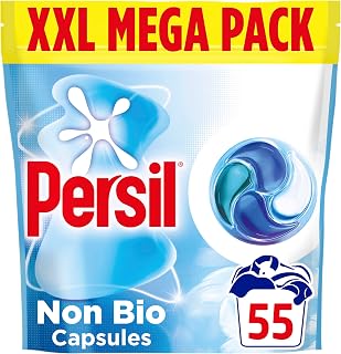 Persil Non Bio 4-in-1 Laundry Capsules 55 Washes | Gentle next to sensitive skin, removes tough stains, nano-power technology, fast dissolving, effective in quick & cold washes