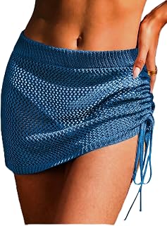 AI'MAGE Women Crochet Skirt 2025 Knit Drawstring Beach Skirt Cover Up Swimwear XS-XXL