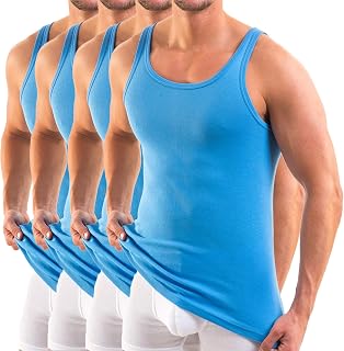 HERMKO 3000 Men's Ribbed Vest Top 100% Organic Cotton, Toxicological Tested, Tank Top Sports Tank Top by Factory – Pack of 4