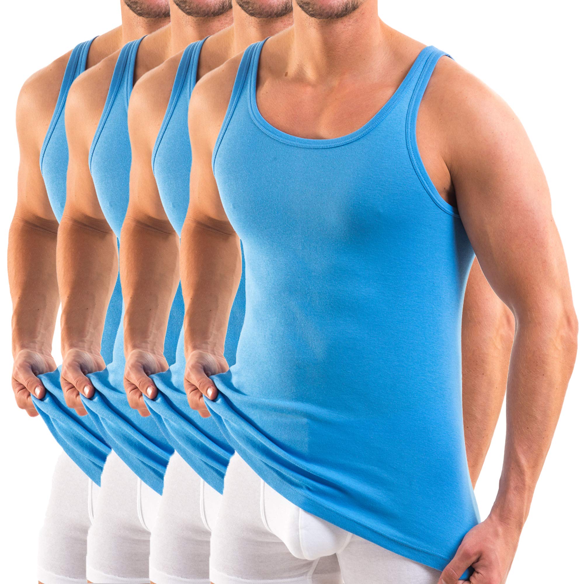 HERMKO 3000 Men's Ribbed Vest Top 100% Organic Cotton, Toxicological Tested, Tan