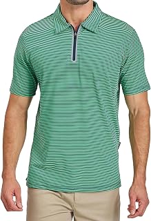 Men's Quarter Zip Golf Polo Short Sleeve Striped Performance Top
