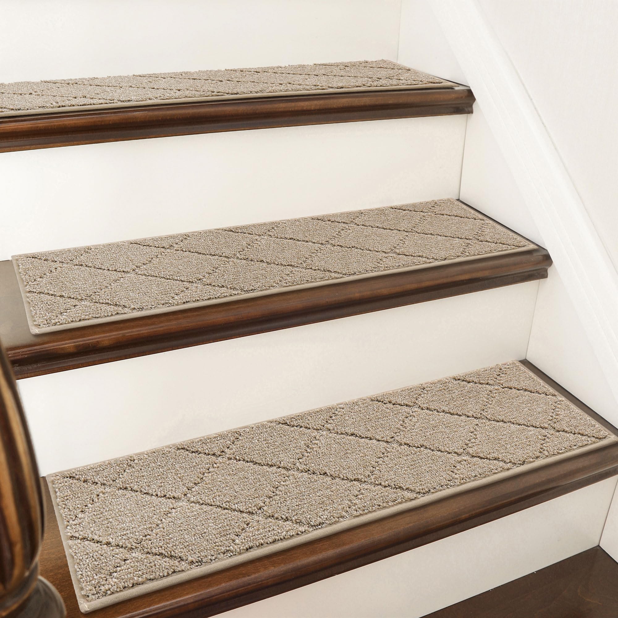 COSY HOMEER Edging Stair Treads Non-Slip Carpet Mat 28inX9in,15pc,Beige | Indoor
