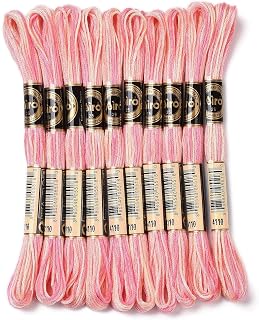 10 Skeins Pink Embroidery Floss 0.5mm Polyester 6 Ply Embroidery Thread for Cross Stitch Friendship Bracelets 8 Meters