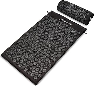 ProsourceFit Acupressure Mat and Pillow Set for Back/Neck Pain Relief and Muscle Relaxation, Large - Black/Black
