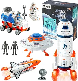 Wbzle Rockets for Kids, Space Ship Toys for 3 Year Old Boys & 6-8 Years Old, Educational Toys for Kids Space Exploration with Rocket Launcher