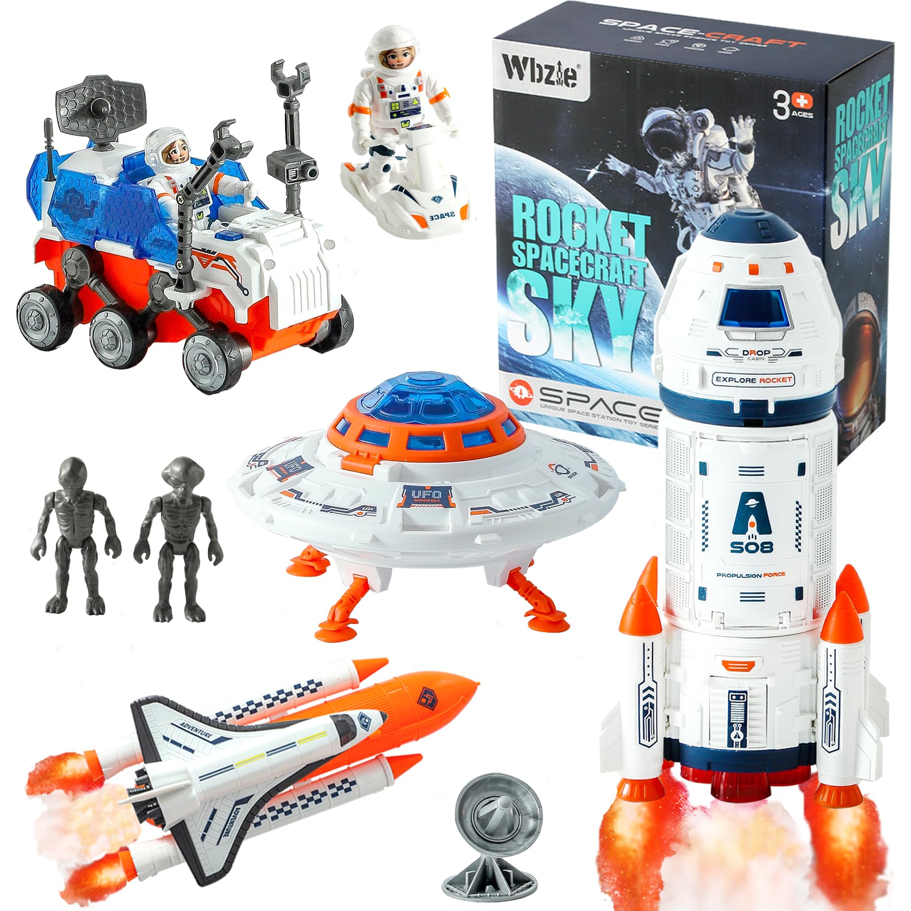 Wbzle Rockets for Kids, Space Ship Toys for 3 Year Old Boys & 6-8 Years Old, Edu