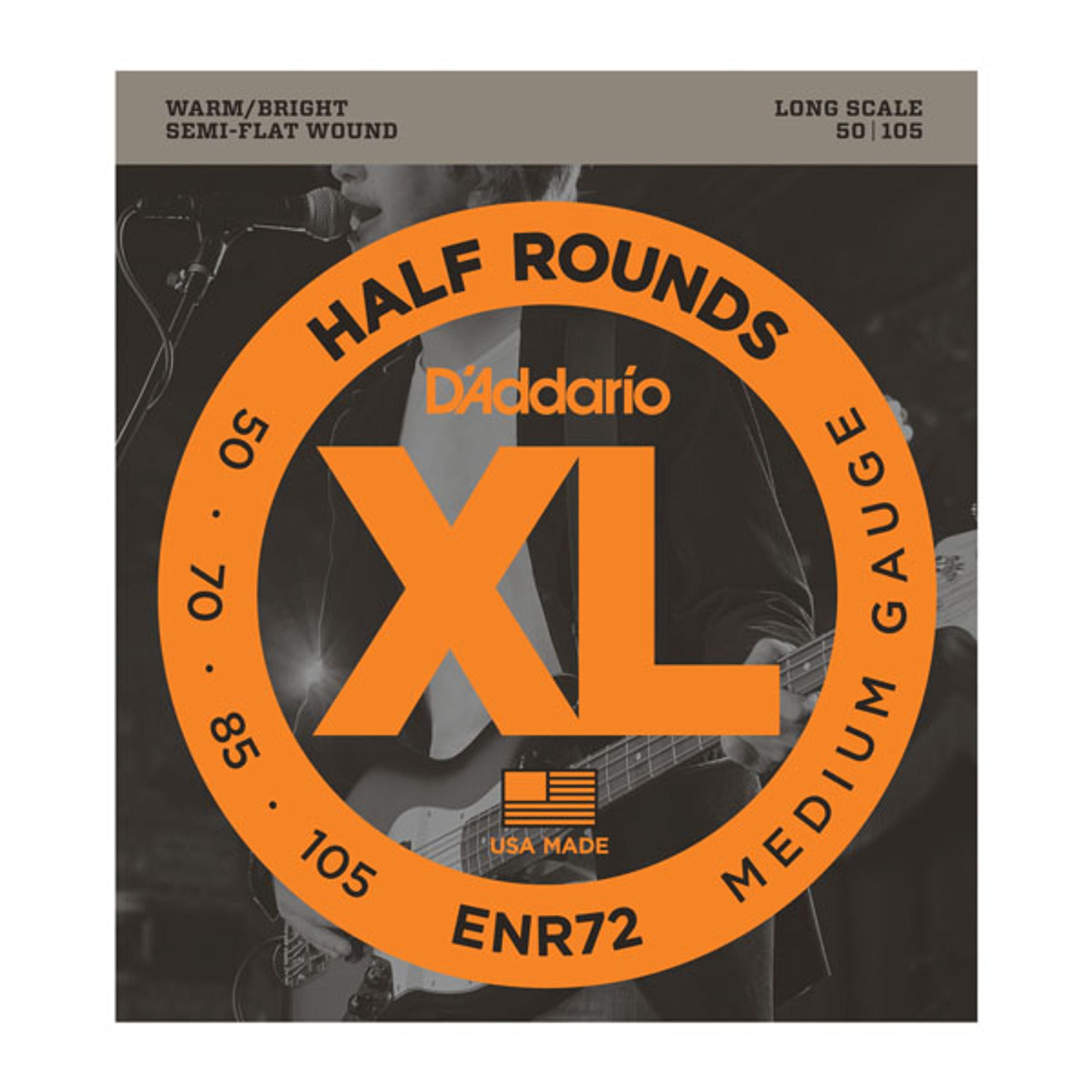 D'Addario ENR72 Half Rounds Bass Guitar Strings - Medium 50-105, Long Scale | XL