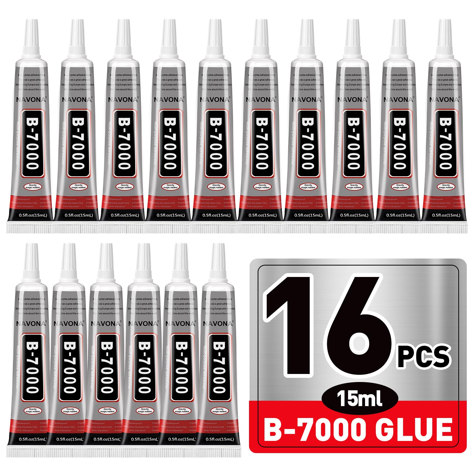 15 PCS 15ml B7000 Rhinestone Glue Clear with Precision Tip, Bedazzling Glue, Mul