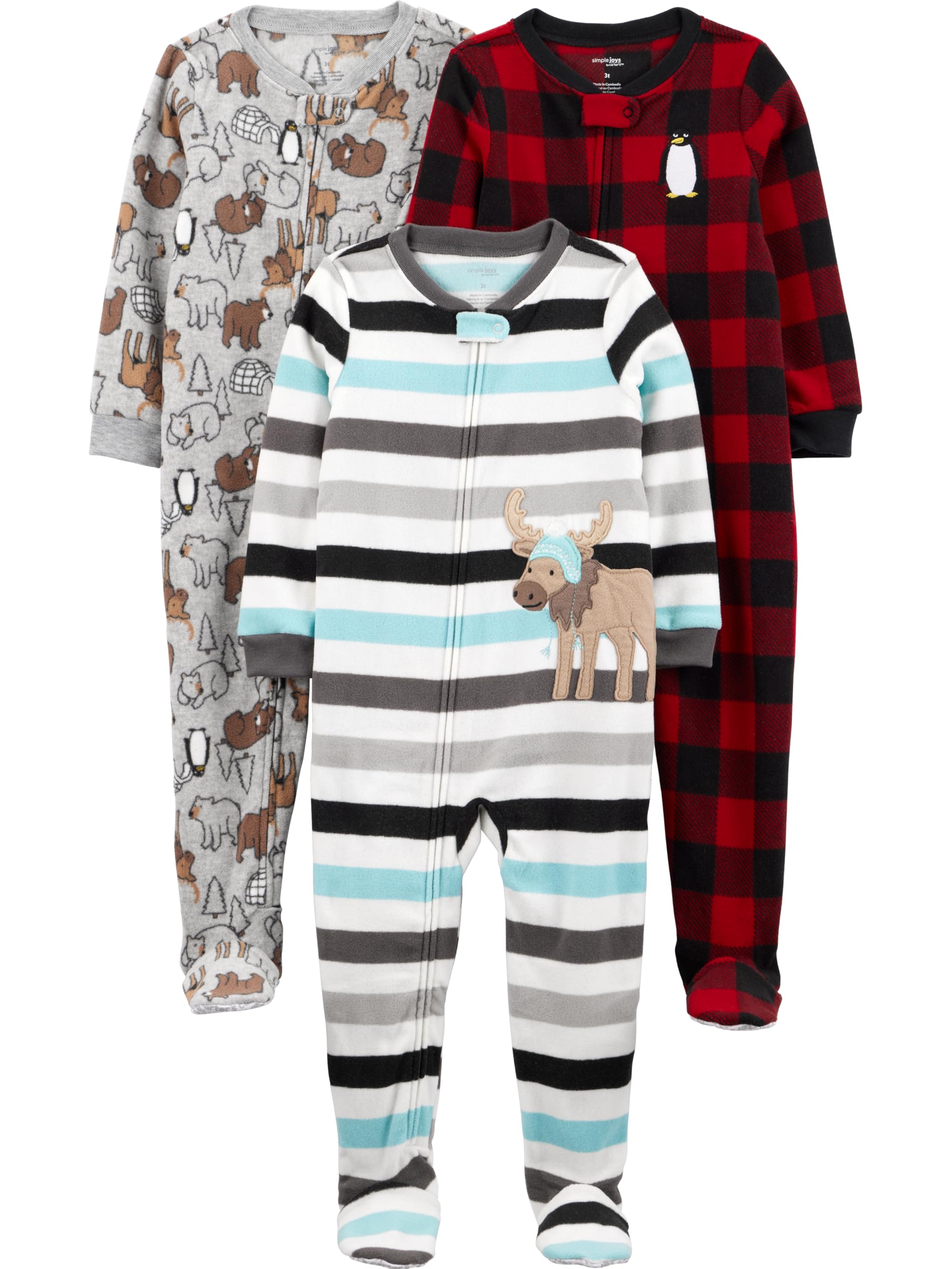Simple Joys by Carter's Baby Boys Loose-Fit Flame Resistant Fleece Footed Pajama