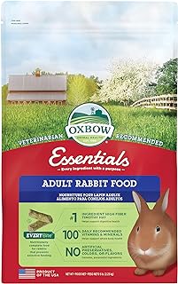 Oxbow Essentials Adult Rabbit Food, Timothy Hay Rabbit Pellets, USA, 5 lb | Bunny Food for Adult Rabbits, Made with High Fiber Oxbow Hay, Vitamins & Minerals, Uniform, Prevents Selective Feeding