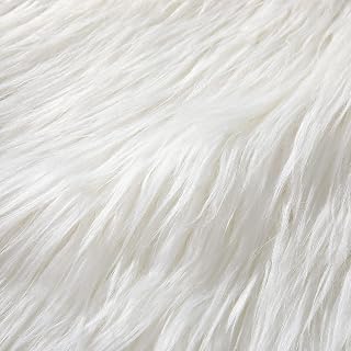 Tatuo 60 X 18 Inch White Fake Fur Fabric for Crafts Sewing DIY | Fluffy Fuzzy for Halloween Costumes Gnome Beards, Soft Shaggy Cuts for DIY Dolls Rugs, Ideal for Christmas Winter Decoration