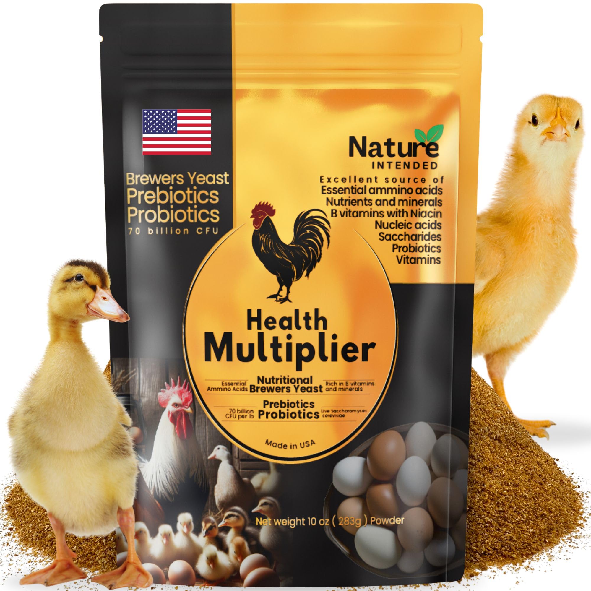 Brewer's Yeast + Probiotics + Niacin + Vitamins Supplement for Ducks, Chickens a