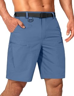 Mens Cargo Hiking Shorts Water Resistant Quick Dry Lightweight Breathable Tactical Shorts with Nylon Belt