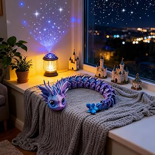 3D Printed Purple Snake Figurine Collectable Home Office Desk Decor