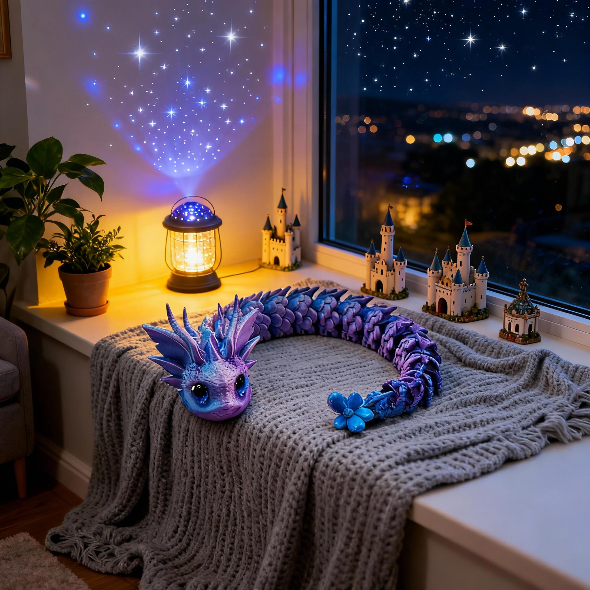 3D Printed Purple Snake Figurine Collectable Home Office Desk Decor