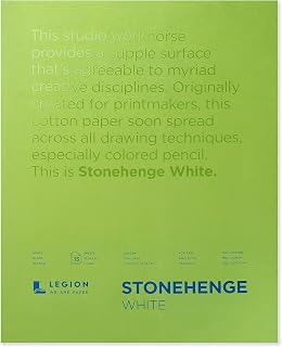 Stonehenge 100% Cotton Medium Weight Pad, White, 11 x 14 inches, 250gsm, 15 Sheets for Dry Media