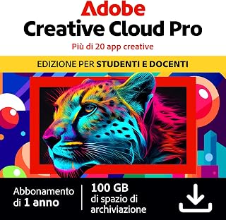 Adobe Creative Cloud Pro | Student & Teacher | Software Creativo con IA | 1 Anno | PC/Mac | Download Digitale