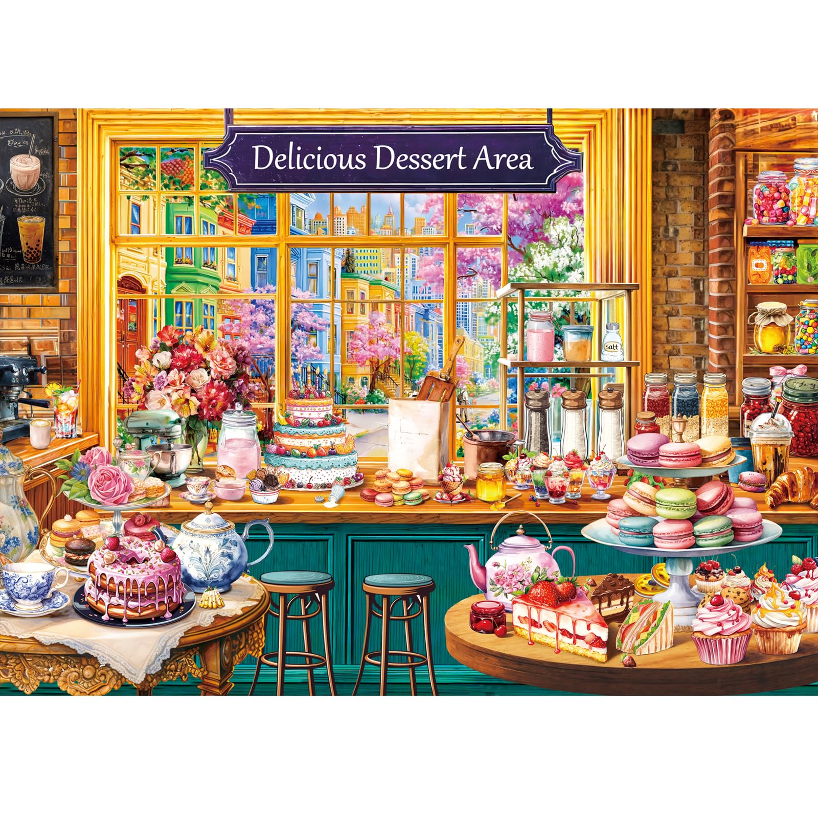 HUADADA Jigsaw Puzzles for Adults 1000 Pieces Family Games -Dessert shop | Eco m