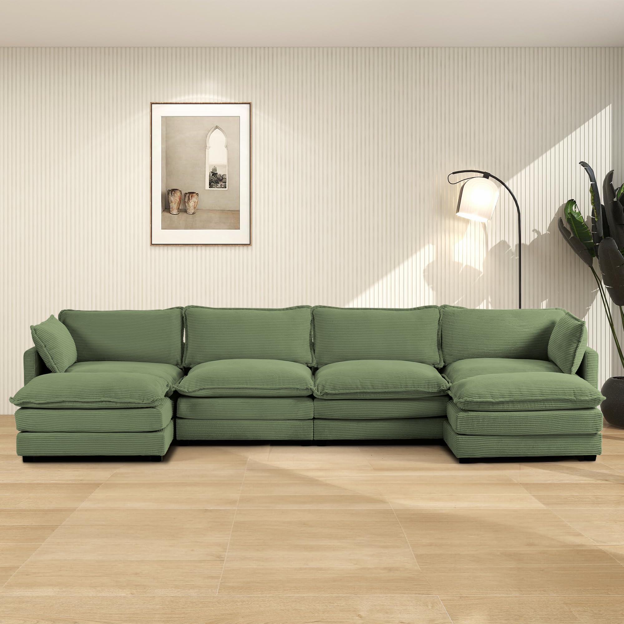 ROWHY 148'' Modular Sectional Cloud Couch with 2 Movable Ottomans, Oversized 6 S