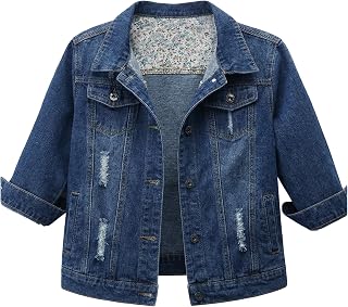 Hixiaohe Women Autumn 3/4 Sleeve Retro Short Denim Jackets Light Blue Jean Coats
