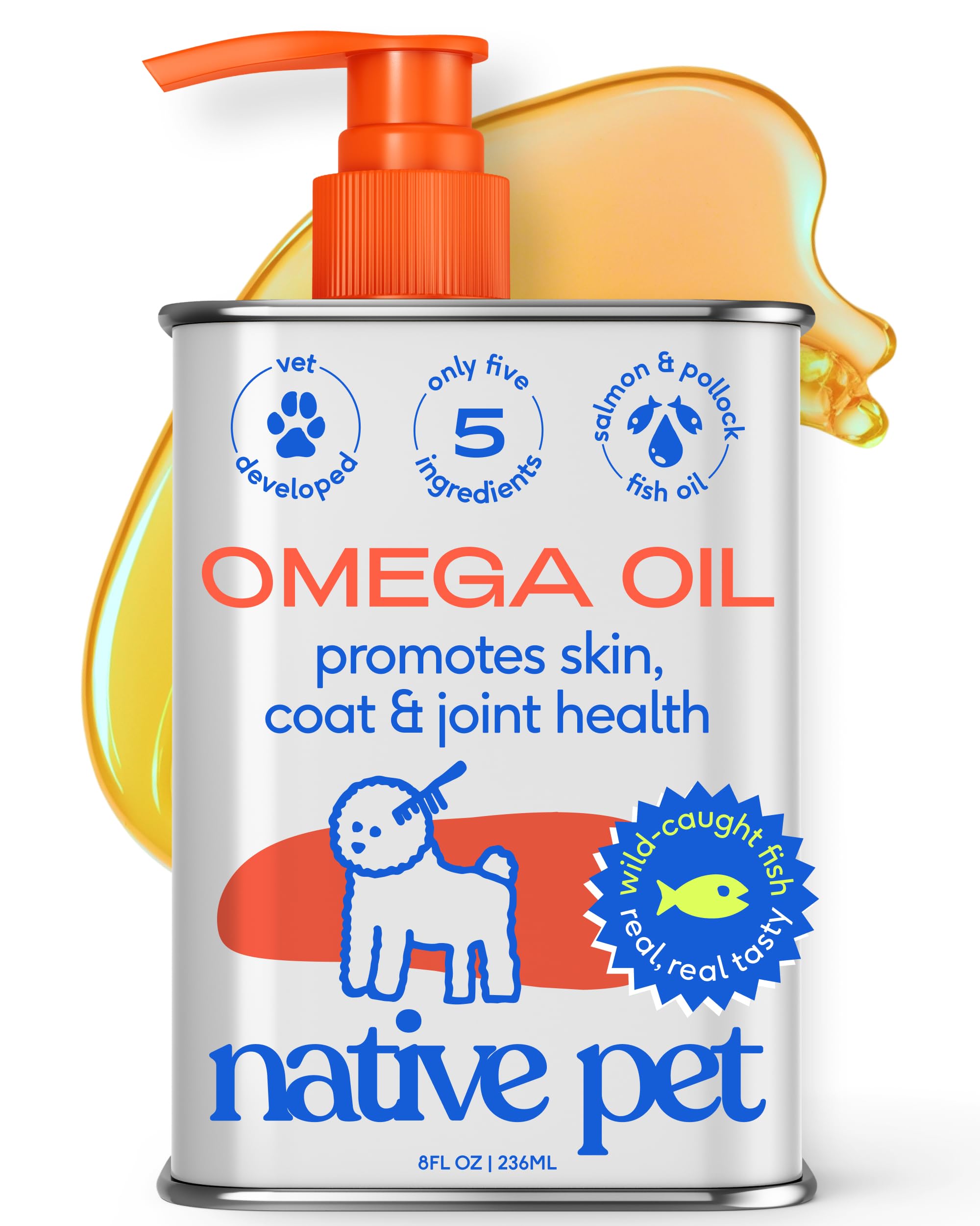 Native Pet Omega 3 Fish Oil for Dogs & Cats – Wild Alaskan Salmon Oil for Dogs S