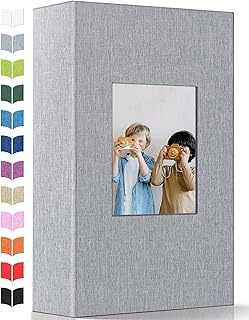 Artfeel Photo Album 4x6 with 300 Pockets,Slip-in Picture Albums,Linen Cover Memory Book with Front Window,White Page Vertical Photo Book for Wedding,Family,Anniversare,Baby,Vacation,Father's Day