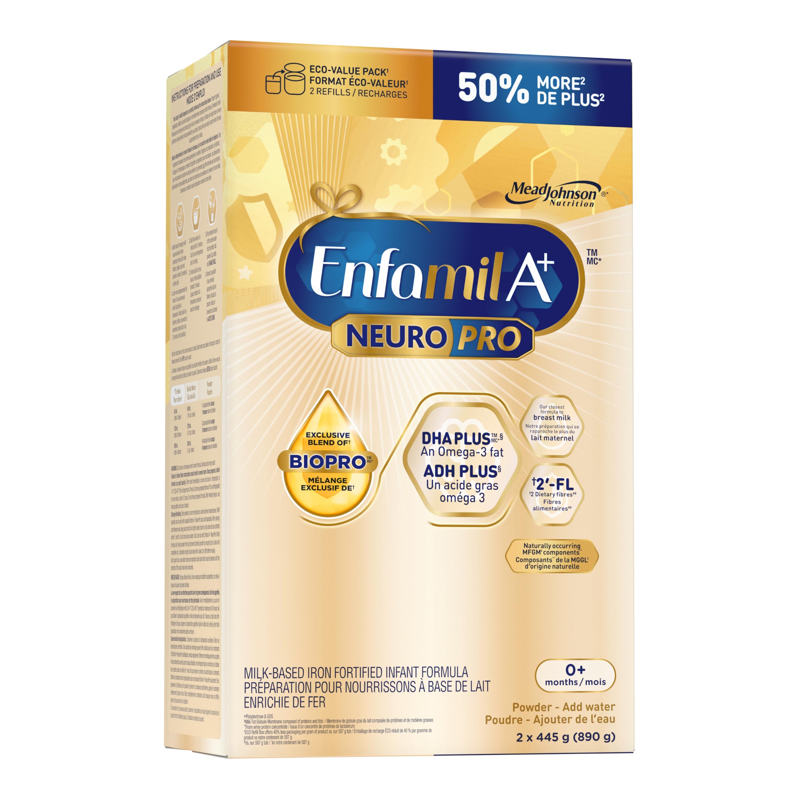 Enfamil A+ NeuroPro Baby Formula, Refill Carton, with Brain Building DHA and 2’F