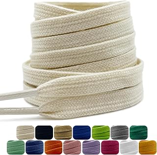 Flat Cotton Laces, 9 mm Wide Laces Very Resistant Running Shoes, Shoelaces Sports Shoes, 2 Pairs Laces Premium Replacement Shoes