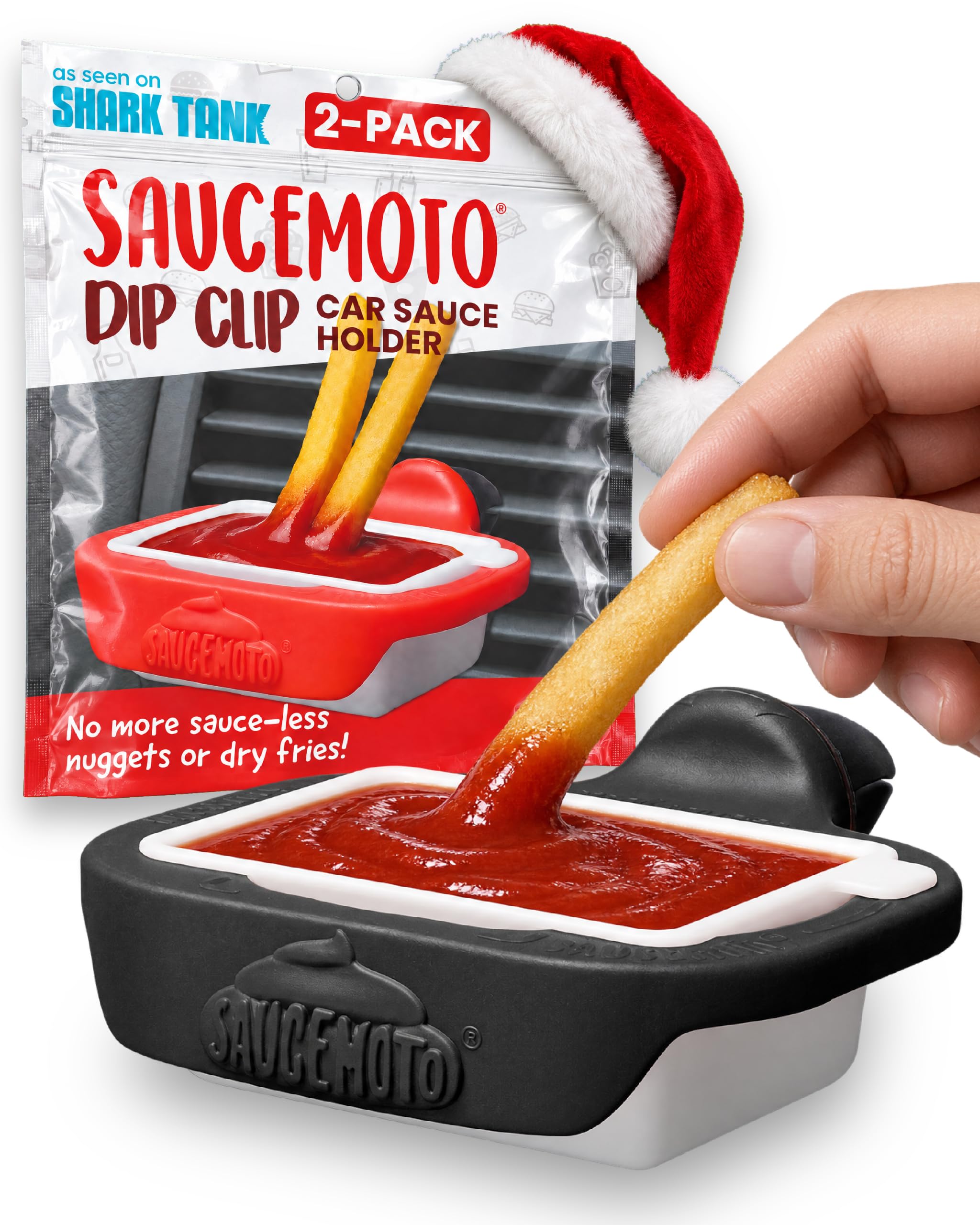 Saucemoto Dip Clip | An in-car sauce holder for ketchup and dipping sauces. As s