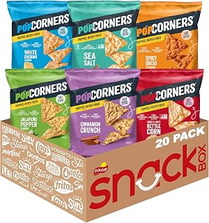 PopCorners Popped Corn Chips, 6 Flavor Variety Snack Pack, 1 oz Bags, (20 Pack), Gluten Free, No Artificial Colors, No Artificial Flavors