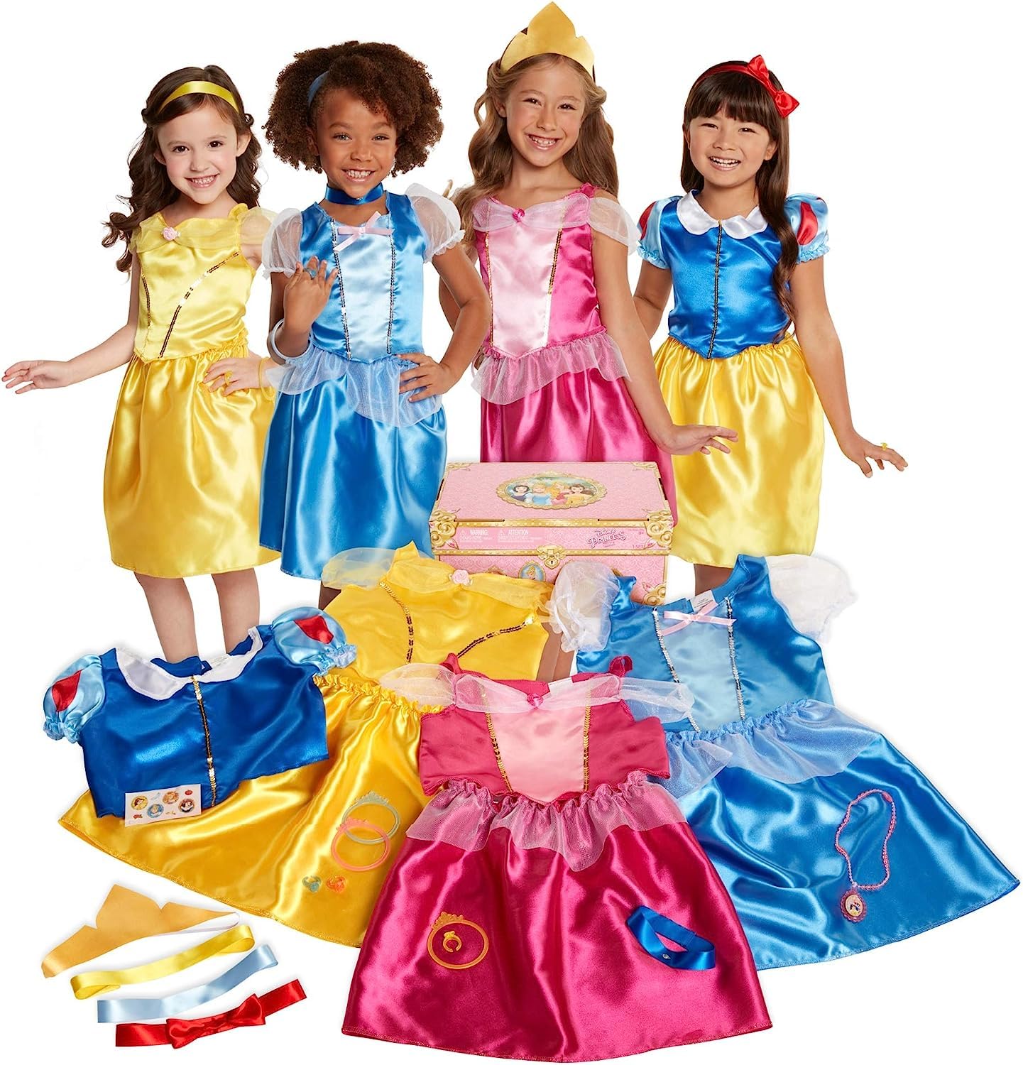 Disney Princess Dress Up Trunk Deluxe 21-Piece Costume Set | Aurora, Belle, Cind