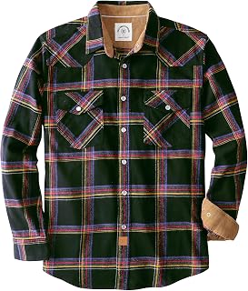 Dubinik® 6 oz Chemise Flanelle Homme Western Cowboy Manches Longues Carreaux Vintage Bouton Pression Casual Double Poche
