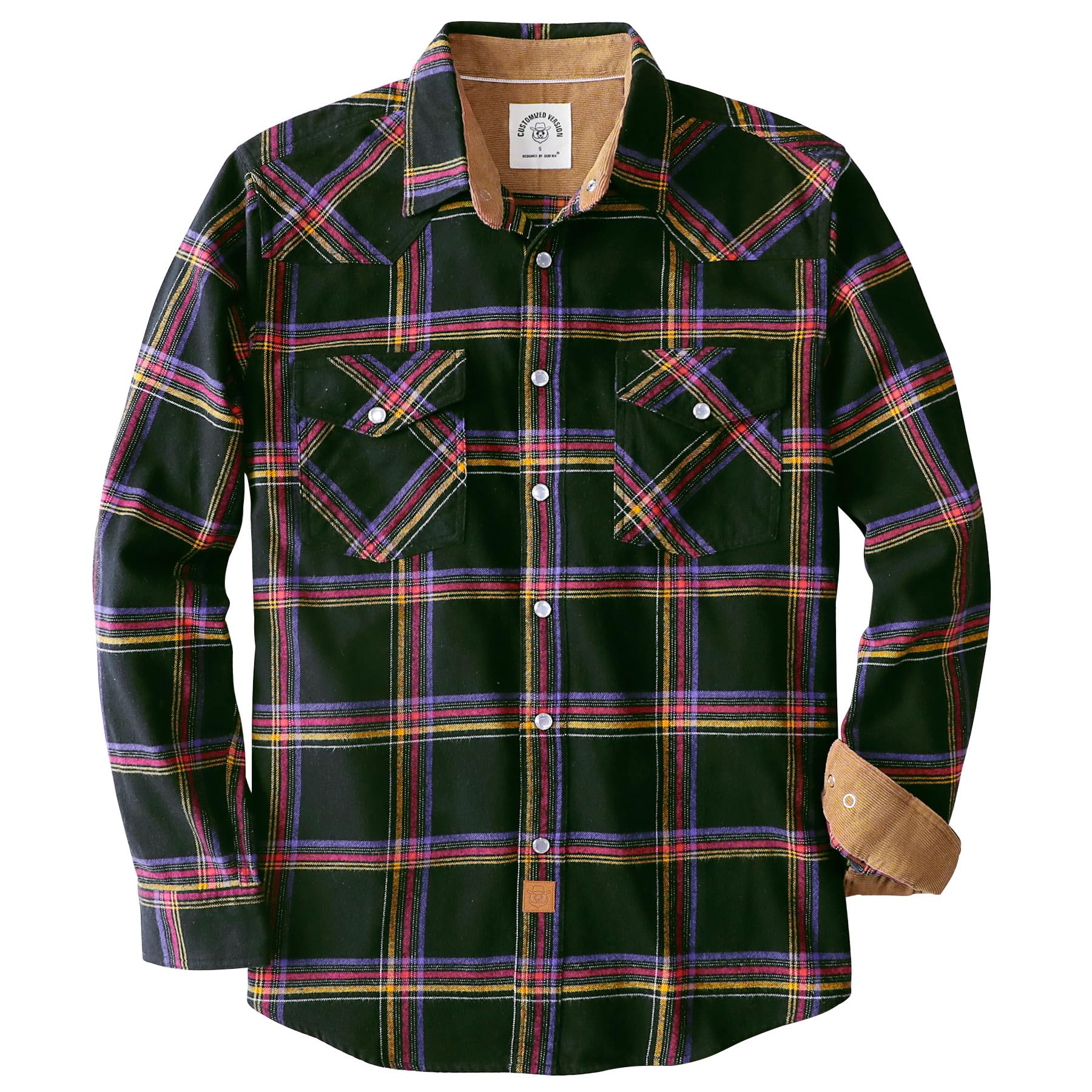 Dubinik® 6 oz Chemise Flanelle Homme Western Cowboy Manches Longues Carreaux Vin