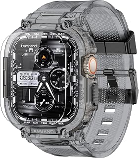 amBand Bands Case Screen Protector Compatible with Apple Watch Ultra 4/3/2/1 49mm, M1 Sport Series Rugged Cover Strap and 9H Tempered Glass Film, Protective Bumper for iWatch 49 mm Men Crystal Black