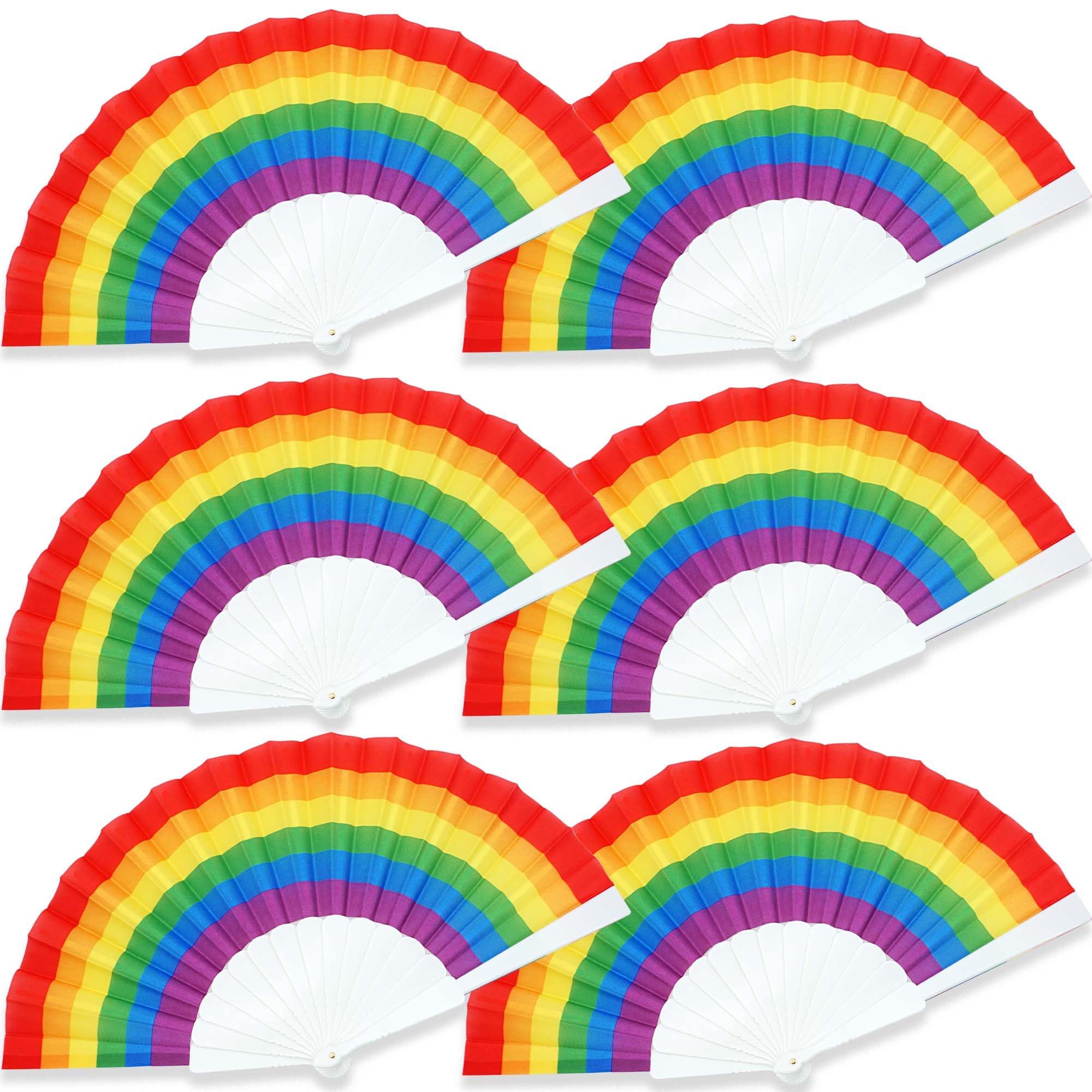 6 Pack Rainbow Folding Fans Pride Decorations Pride Fan Gay Lesbian Wedding Prid