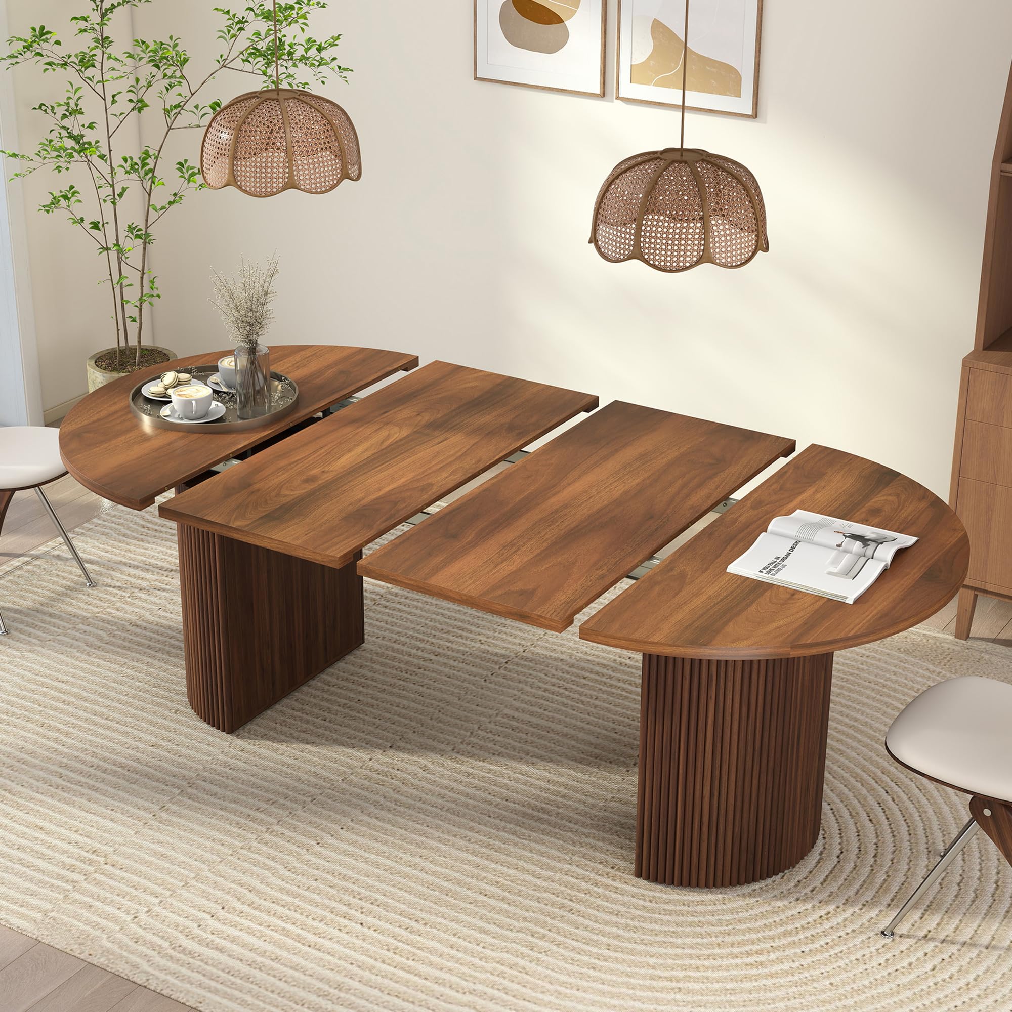 41 in-78 in Extendable Dining Room Table for 4-8, Round Expandable Kitchen Table